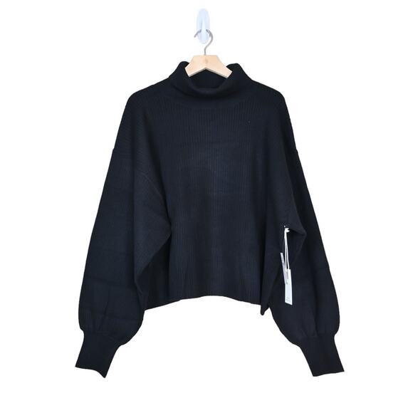 Good American Womens 3XL Rib Mock Neck Sweater in Black NEW - Picture 2 of 11